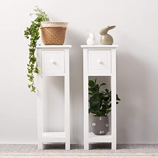 Pair of Bedside Table Storage Cabinet With 1 Drawer - Cints and Home