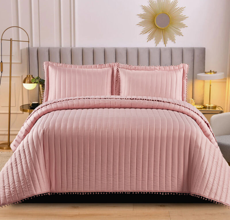 Embossed Quilted Bedspread Bed Throw Comforter