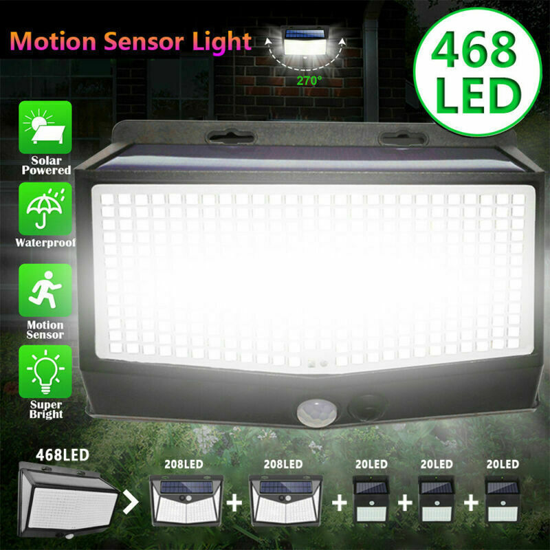 Solar Powered PIR Motion Sensor Wall Lights 468 LED - Cints and Home