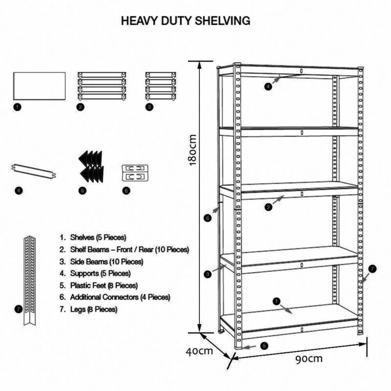 5 Tier Racking Shelf Heavy Duty Garage Shelving