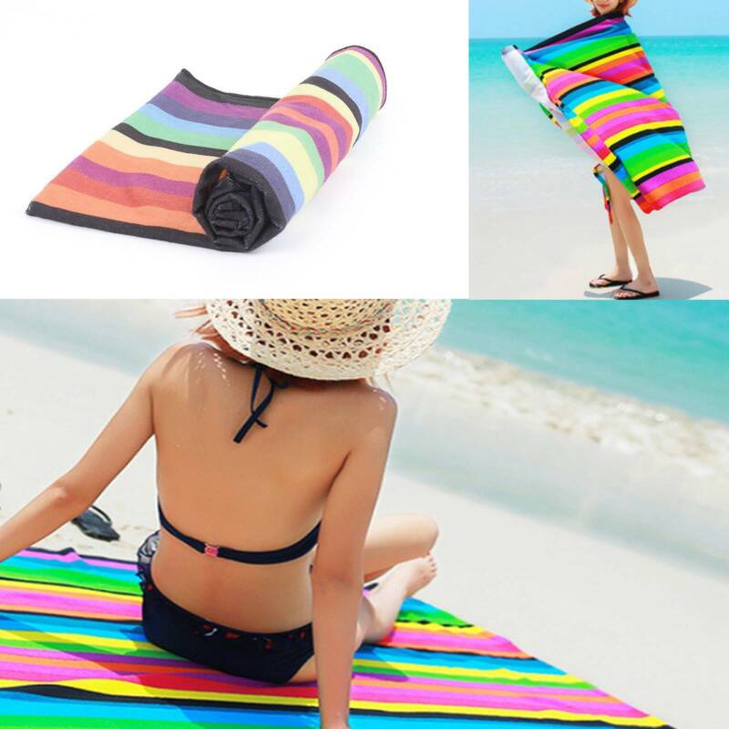 Striped Extra Large Microfibre Lightweight Beach Towel