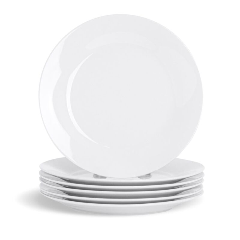 White Dessert Dinner Plates Wide Rimmed