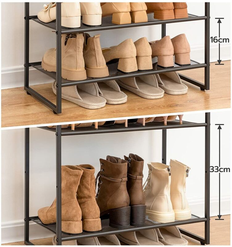 8-Tier Shoe Rack Shoe Storage Organizer Rack Tall Shoe Shelf Metal Mesh - Cints and Home