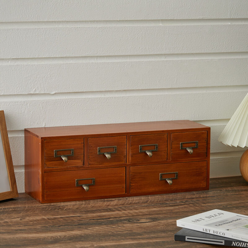 Wooden 6 Drawer Storage Chest Cabinet - Cints and Home