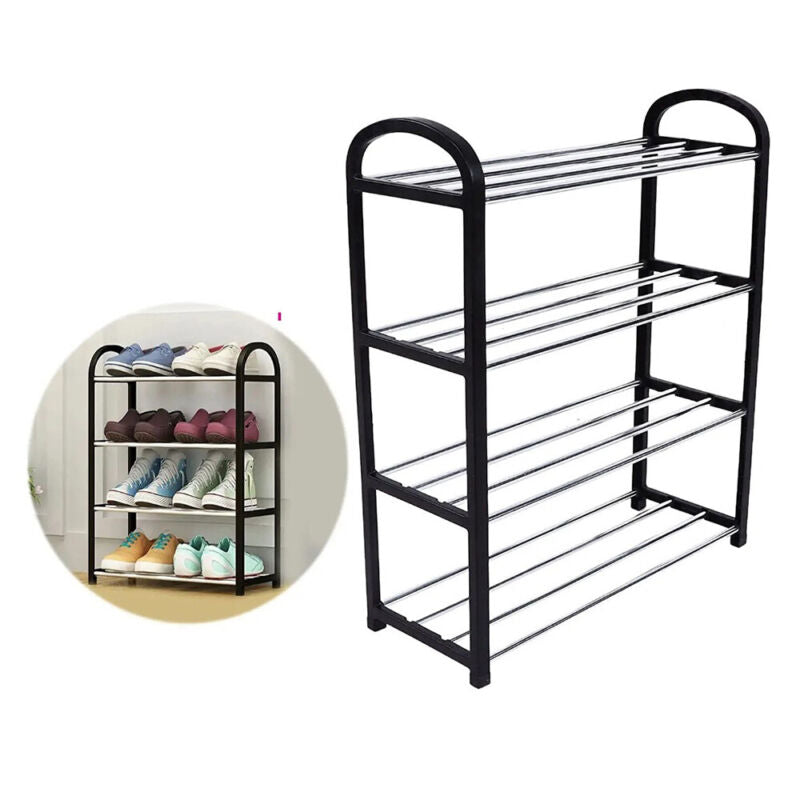 4 Tier 8 Pairs Shoe Rack Stand Storage Self Organiser Lightweight Compact Space - Cints and Home