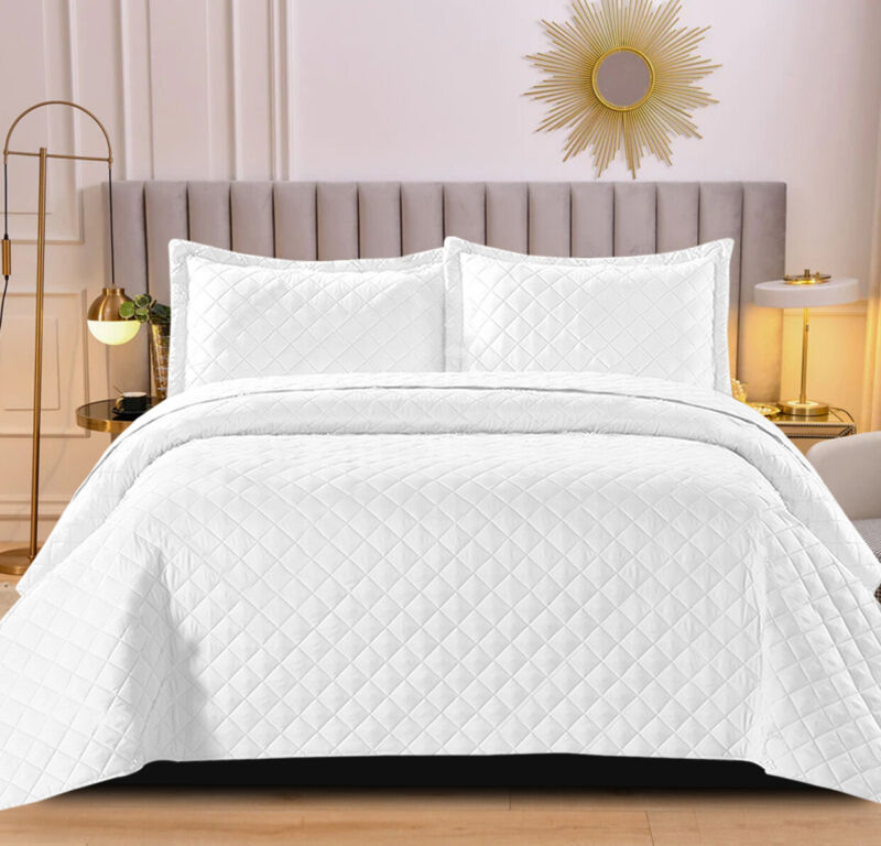 Embossed Quilted Bedspread Bed Throw Comforter