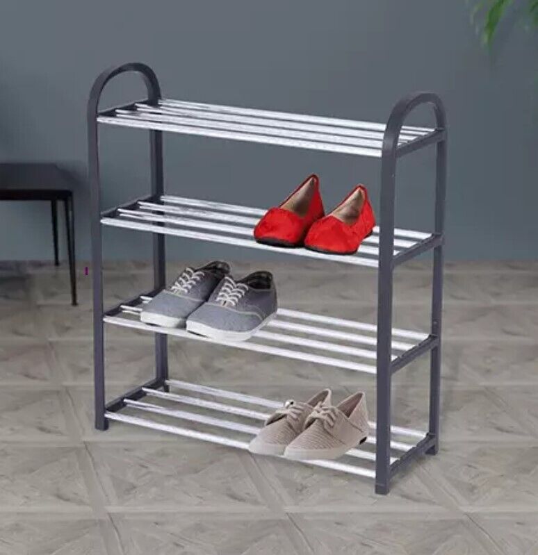4 Tier 8 Pairs Shoe Rack Stand Storage Self Organiser Lightweight Compact Space - Cints and Home