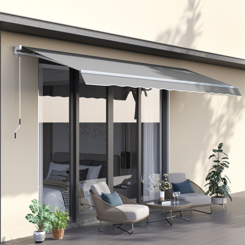 Awning Canopy Manual Retractable Porch Sun Shade