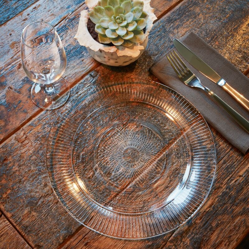 Clear 18pc Opal Glass Dinner Set Dinnerware Tableware Plates