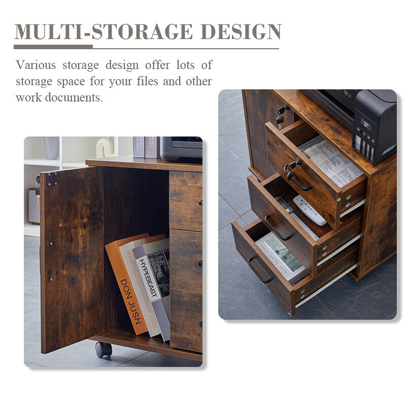 Office Filing Cabinet Mobile Printer Stand File Storage - Cints and Home