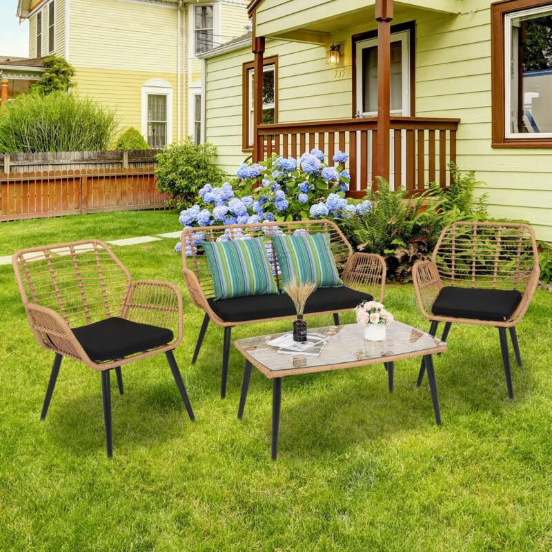 Rattan Bistro Set Wicker Furniture for Garden
