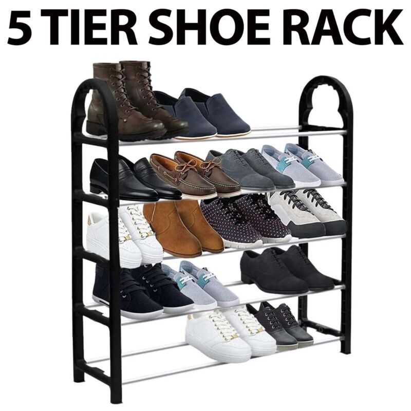 5 TIER 15 PAIRS SHOE RACK STAND STORAGE SELF ORGANISER - Cints and Home