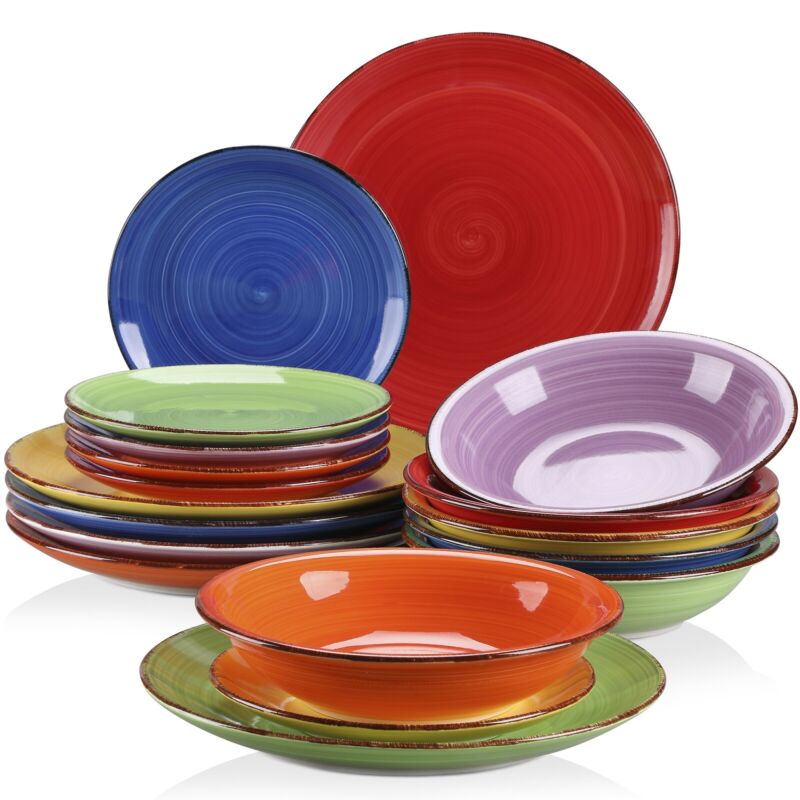 Colourful Dinner Set Stoneware Handpainted Plate Bowl Tableware