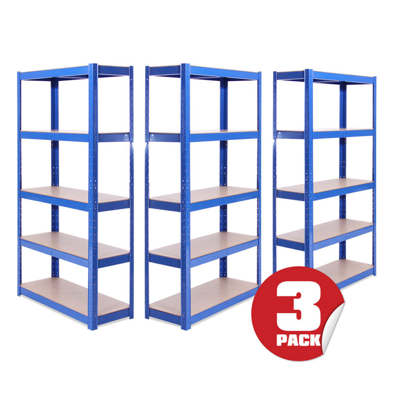 5 Tier Blue Metal Garage Shelves Shelving Unit Racking