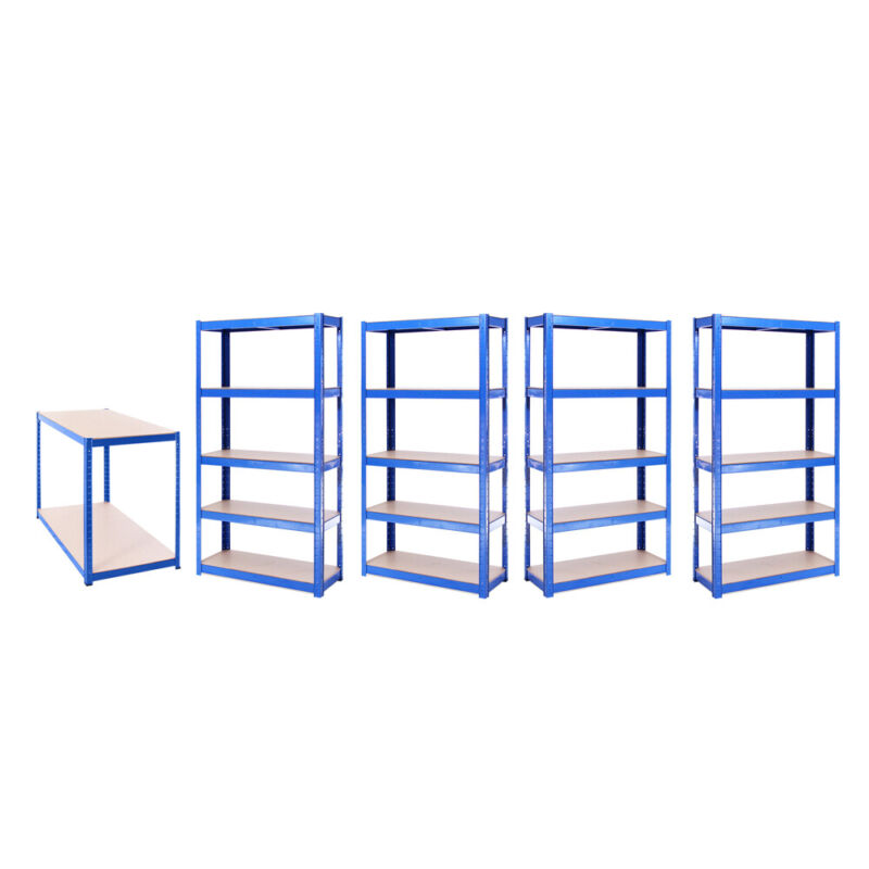 5 Tier Blue Metal Garage Shelves Shelving Unit Racking
