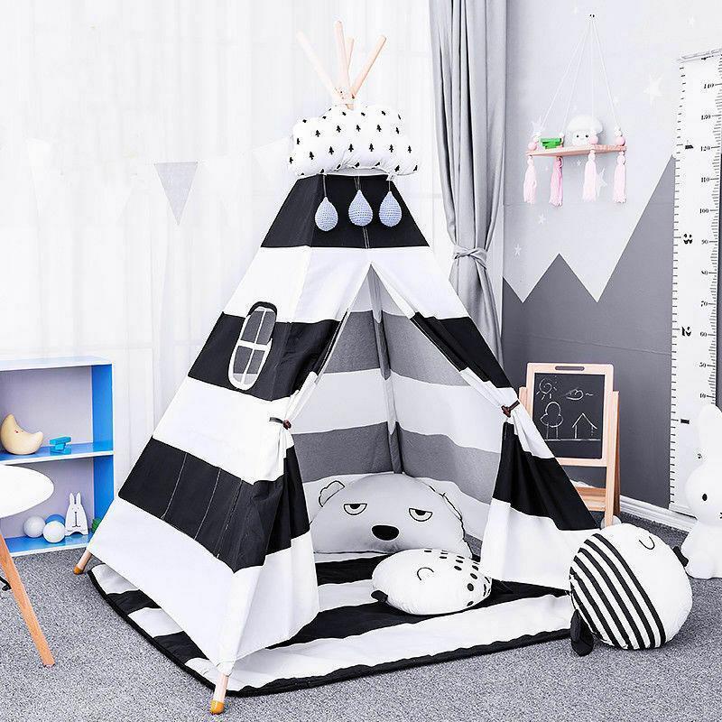65" High Large Canvas Kids India Teepee Tent Children - Cints and Home