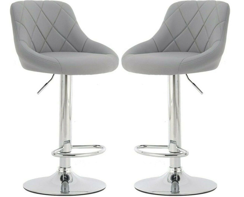 2 x MILAN Grey Bar Stools Faux Leather - Cints and Home