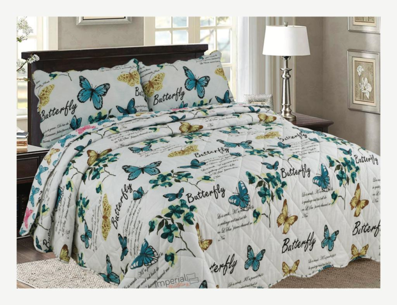 3 Piece Patchwork Bedspread Embossed Quilted Comforter