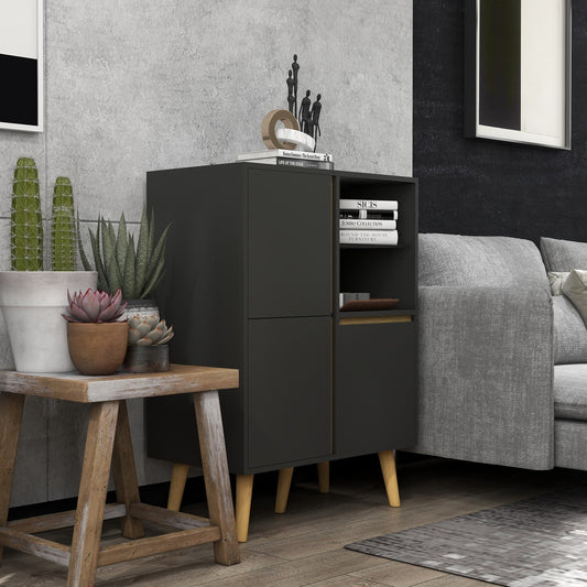 HOMCOM Storage Cabinet Sideboard with Tempered Glass Adjustable Shelves
