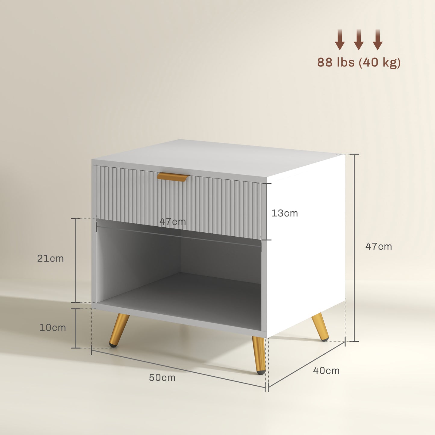 End Table with Drawer and Open Compartment for Bedroom