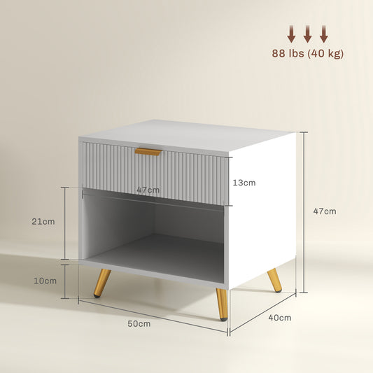 End Table with Drawer and Open Compartment for Bedroom