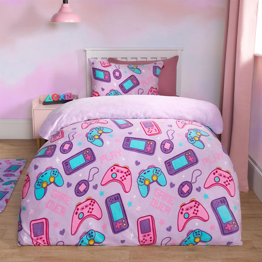 Gaming Duvet Cover Set Warm Fleece Bedding Quilt Thermal Warm Cosy Single Double