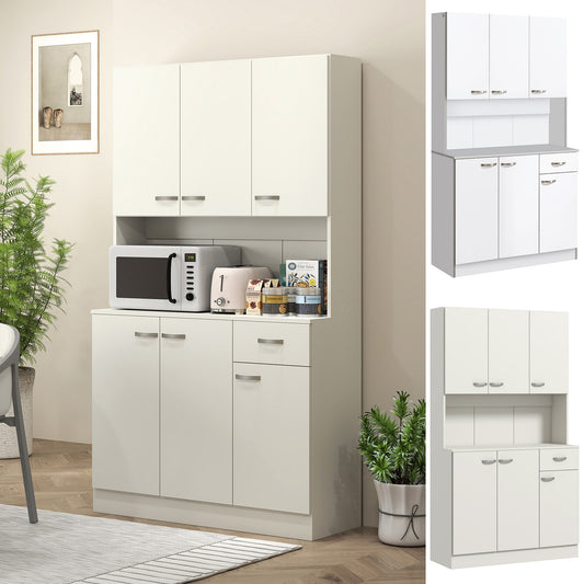 Kitchen Storage Cabinet with 6 Doors, Drawer, Adjustable Shelves