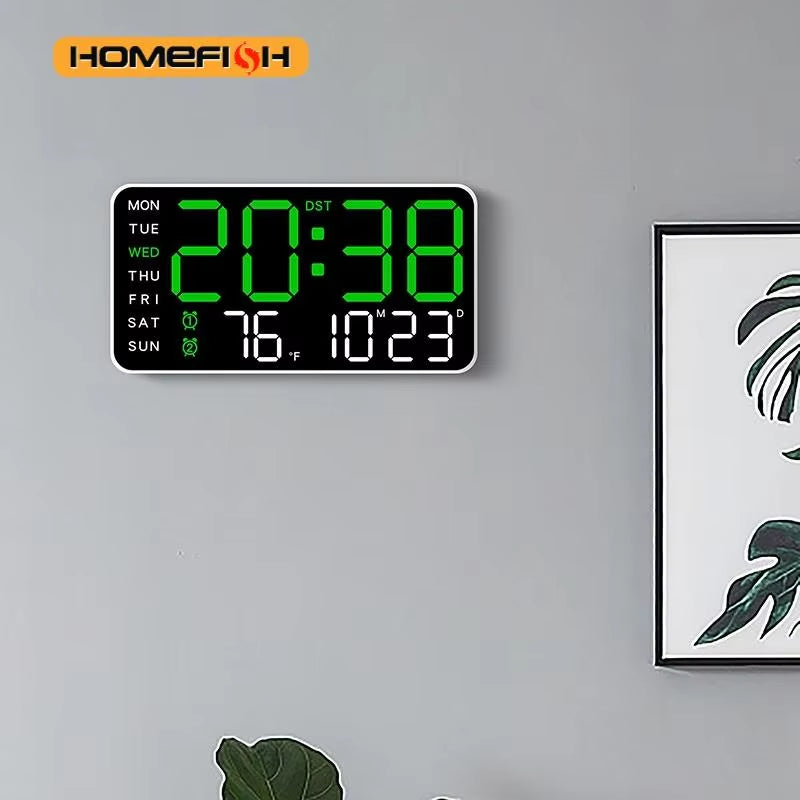 Giant Smart LED Wall Clock with Temperature