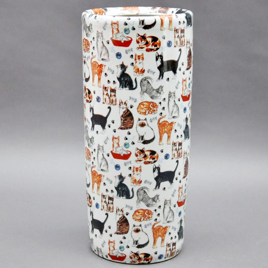 Classic Ceramic Colourful Cat Design Umbrella round Stand for Office, Home Decor