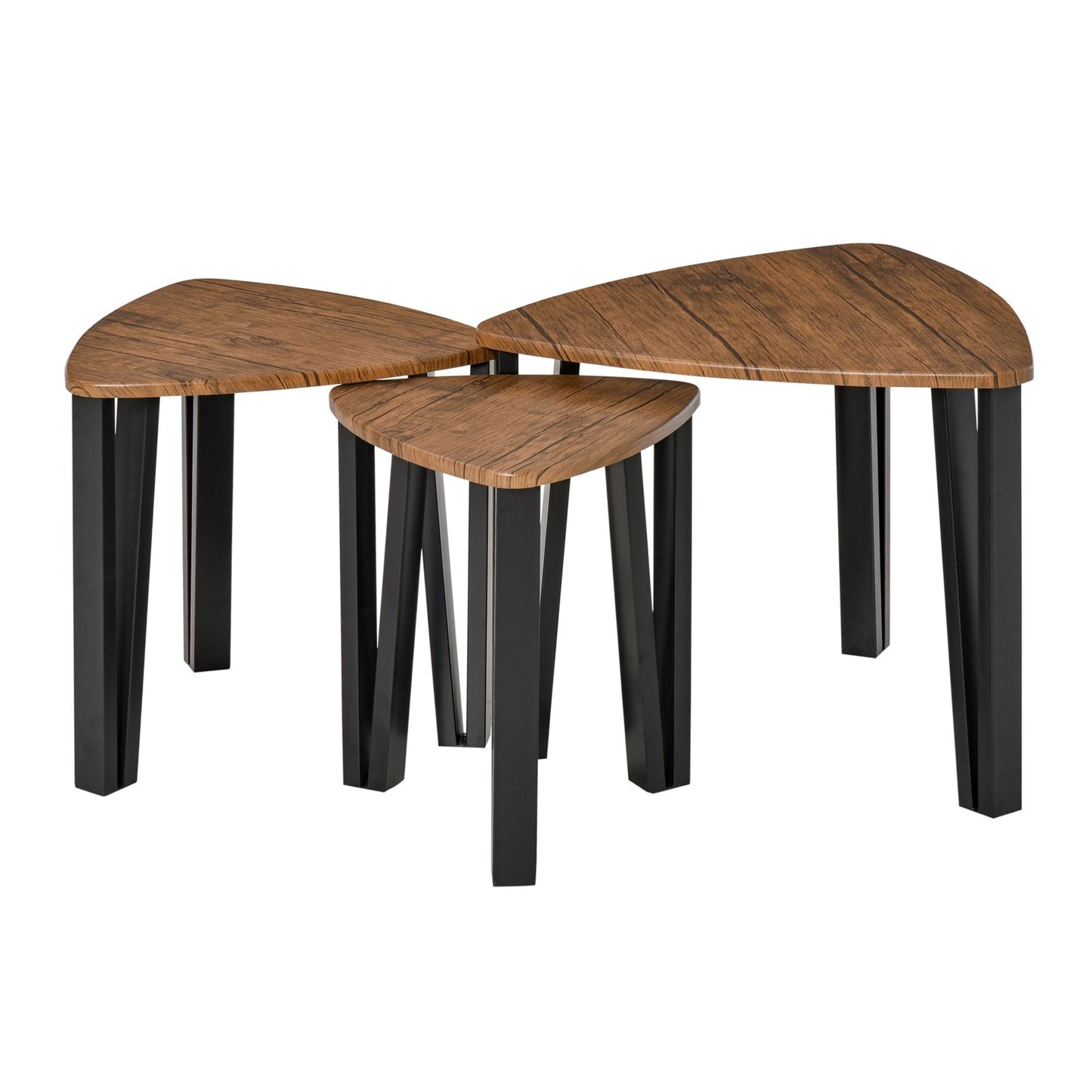 HOMCOM 3-Piece Nesting Coffee Table Set in Walnut MDF for Living Room