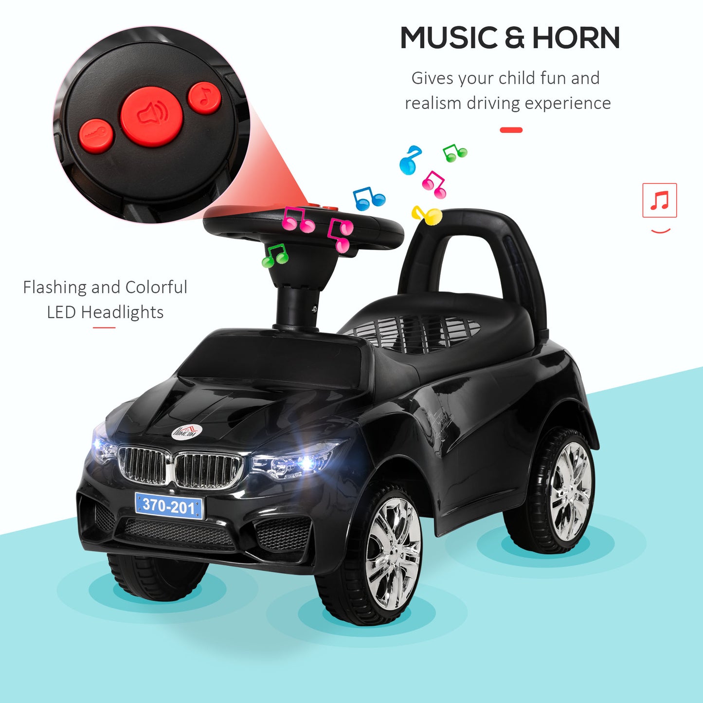 Ride on Sliding Car Baby Toddler Horn Music Working Lights Storage No Power