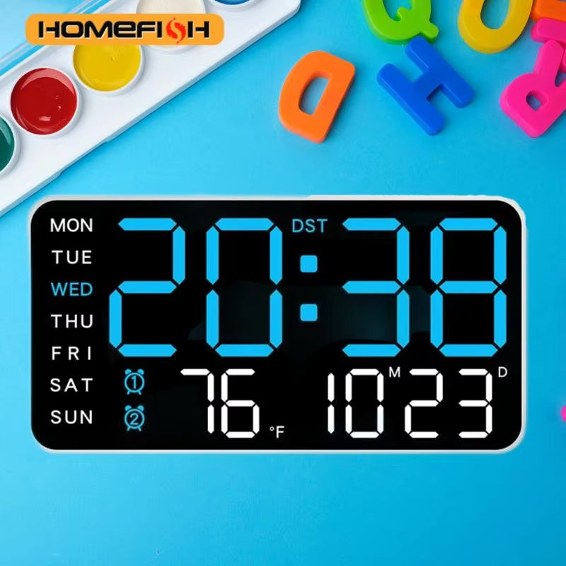 Giant Smart LED Wall Clock with Temperature