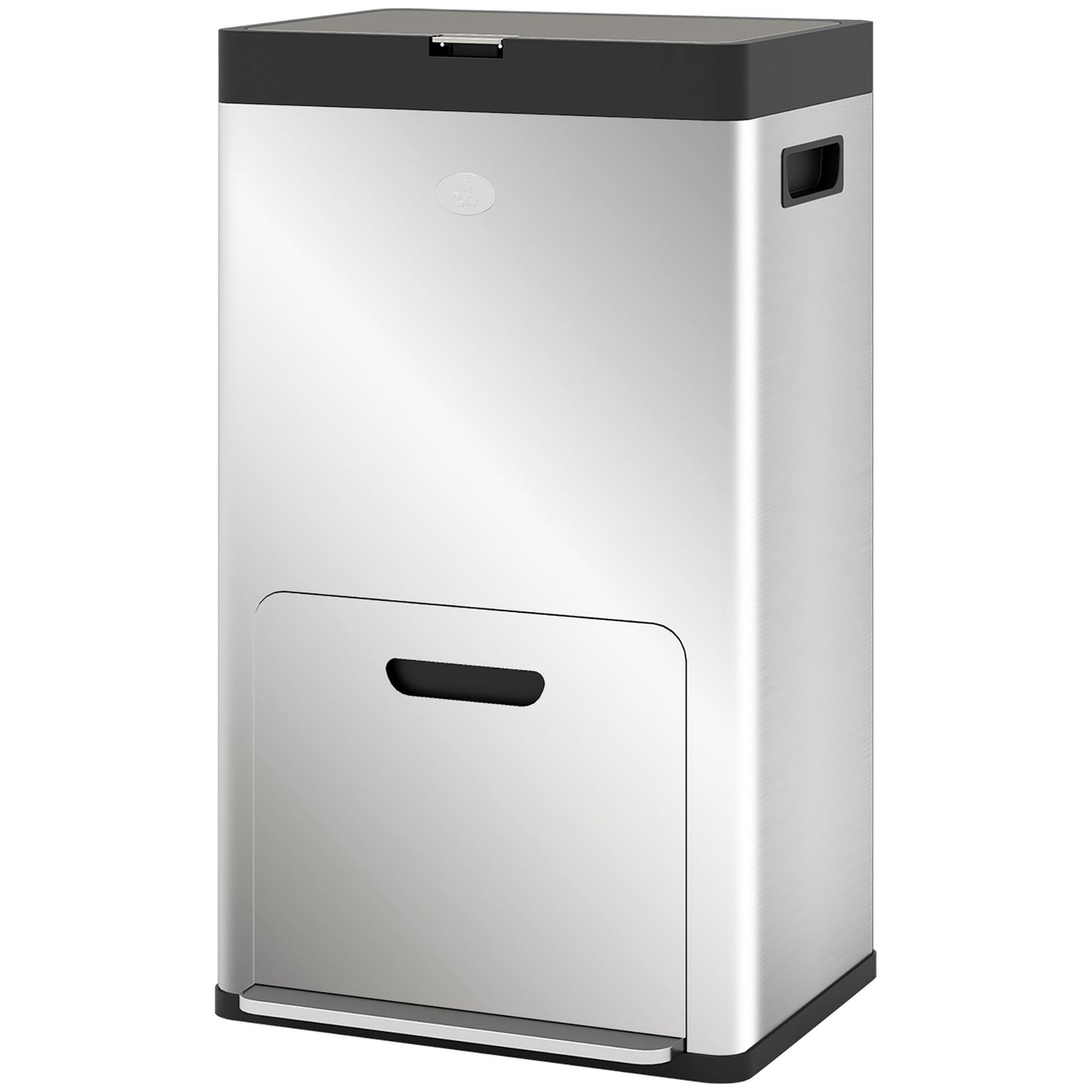 3 Compartment Kitchen Bin, Stainless Steel Pedal Bin for Recycling and Waste