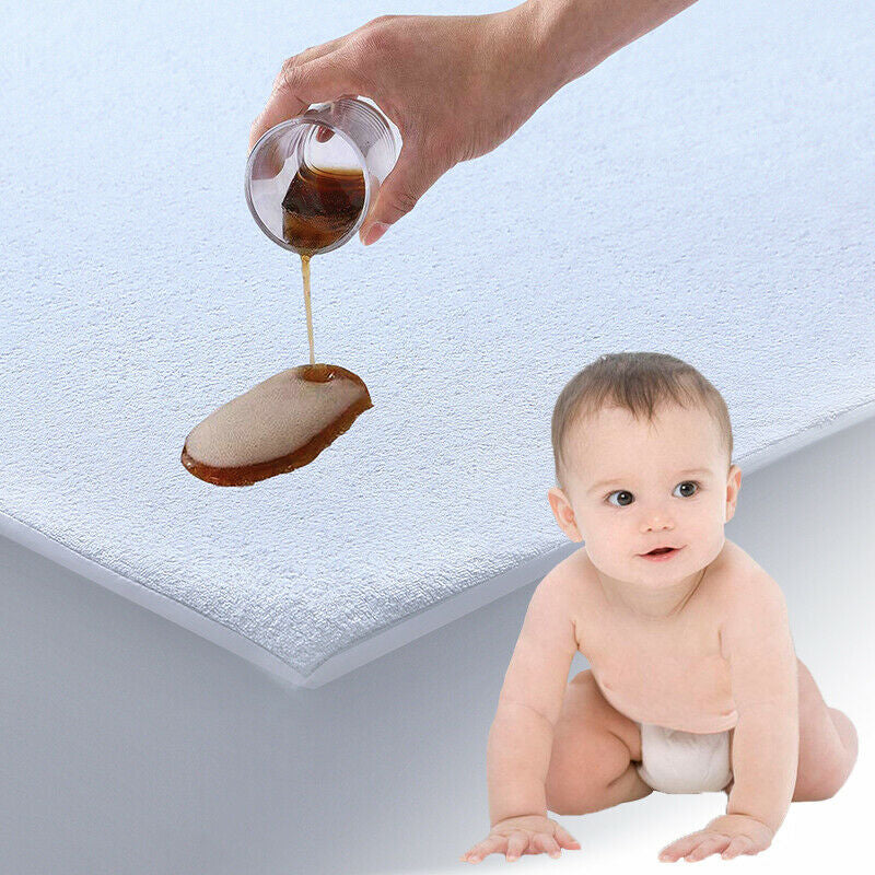 WATERPROOF BABY COT BED MATTRESS PROTECTOR FITTED TERRY SHEET NEW 140X70 Cm