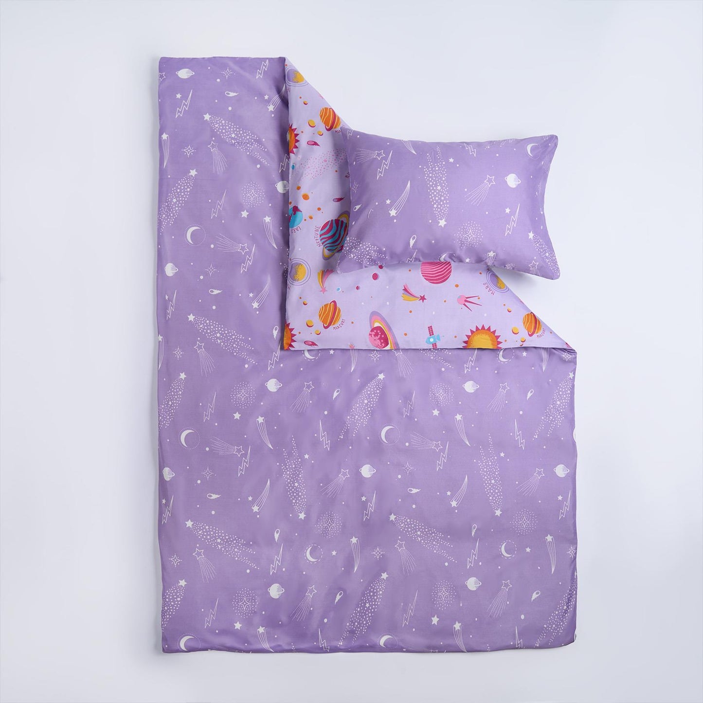 Stars Reversible Duvet Cover Set Soft Quilt with Pillowcase Space Kids Bedding