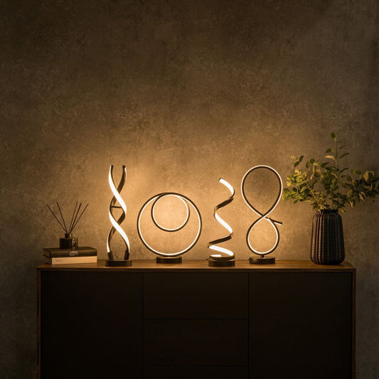 Touch Table Lamp Light Black Twist Integrated LED Living Room Bedside Lighting