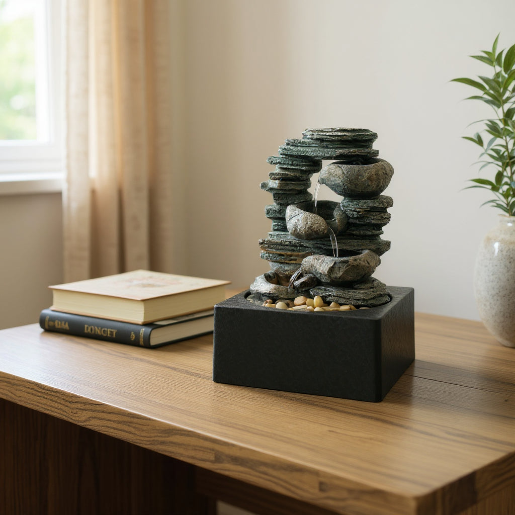 Water Fountain Feature Indoor Outdoor LED Fountain Waterfall Garden Decor