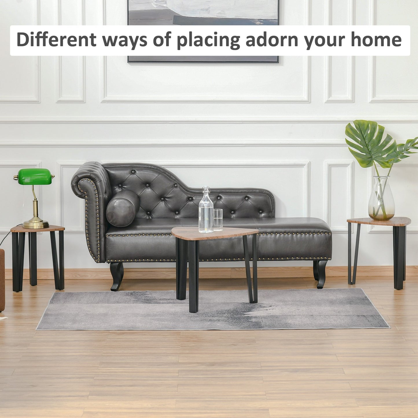 HOMCOM 3-Piece Nesting Coffee Table Set in Walnut MDF for Living Room