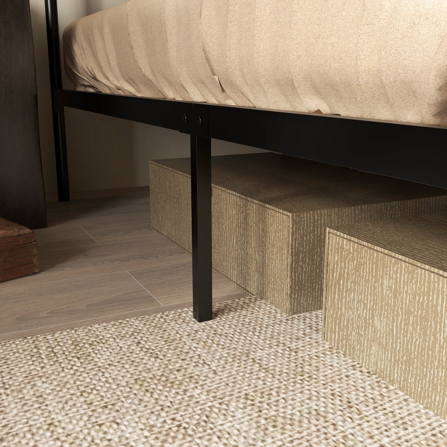 Bed Frame with Footboard and under Bed Storage Rustic Brown