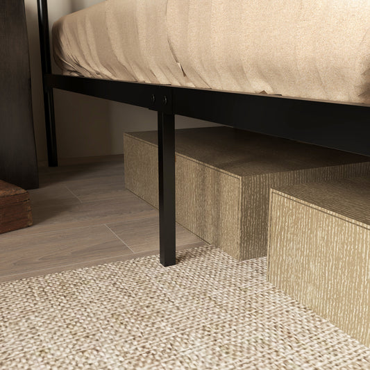 Bed Frame with Footboard and under Bed Storage Rustic Brown