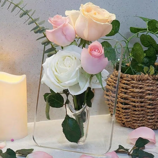 Clear Acrylic Frame Flower Vase Modern Decor