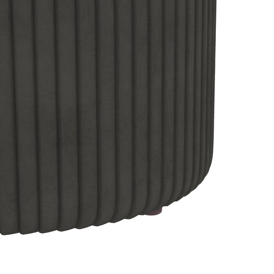 Round Storage Foot Stool, Velvet-Feel Fabric Upholstered Pouffe