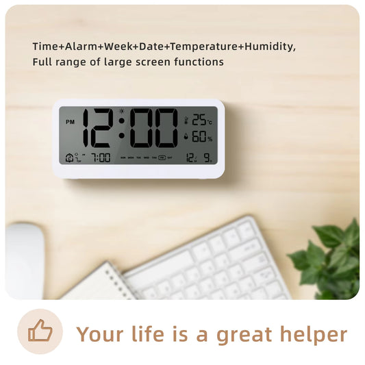 8001-EN LED Alarm Clock with Temp & Humidity