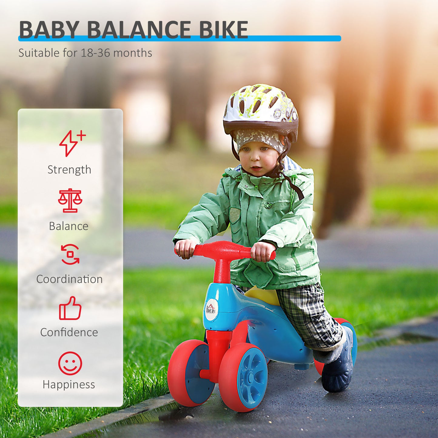 Baby Balance Bike Toddler Safe Training 4 Smooth Rubber Wheels W/Storage Bin