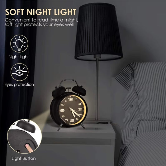 4'' Twin Bell Loud Alarm Clock with Backlight