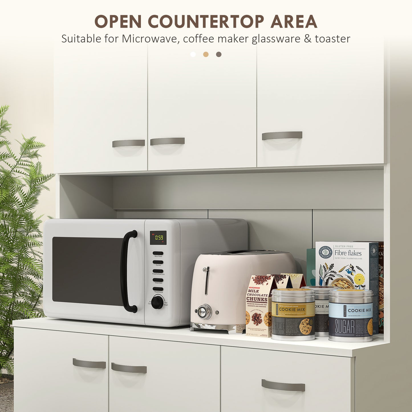 Kitchen Storage Cabinet with 6 Doors, Drawer, Adjustable Shelves