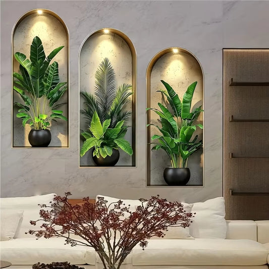 3D Watercolor Plant Wall Stickers Decor