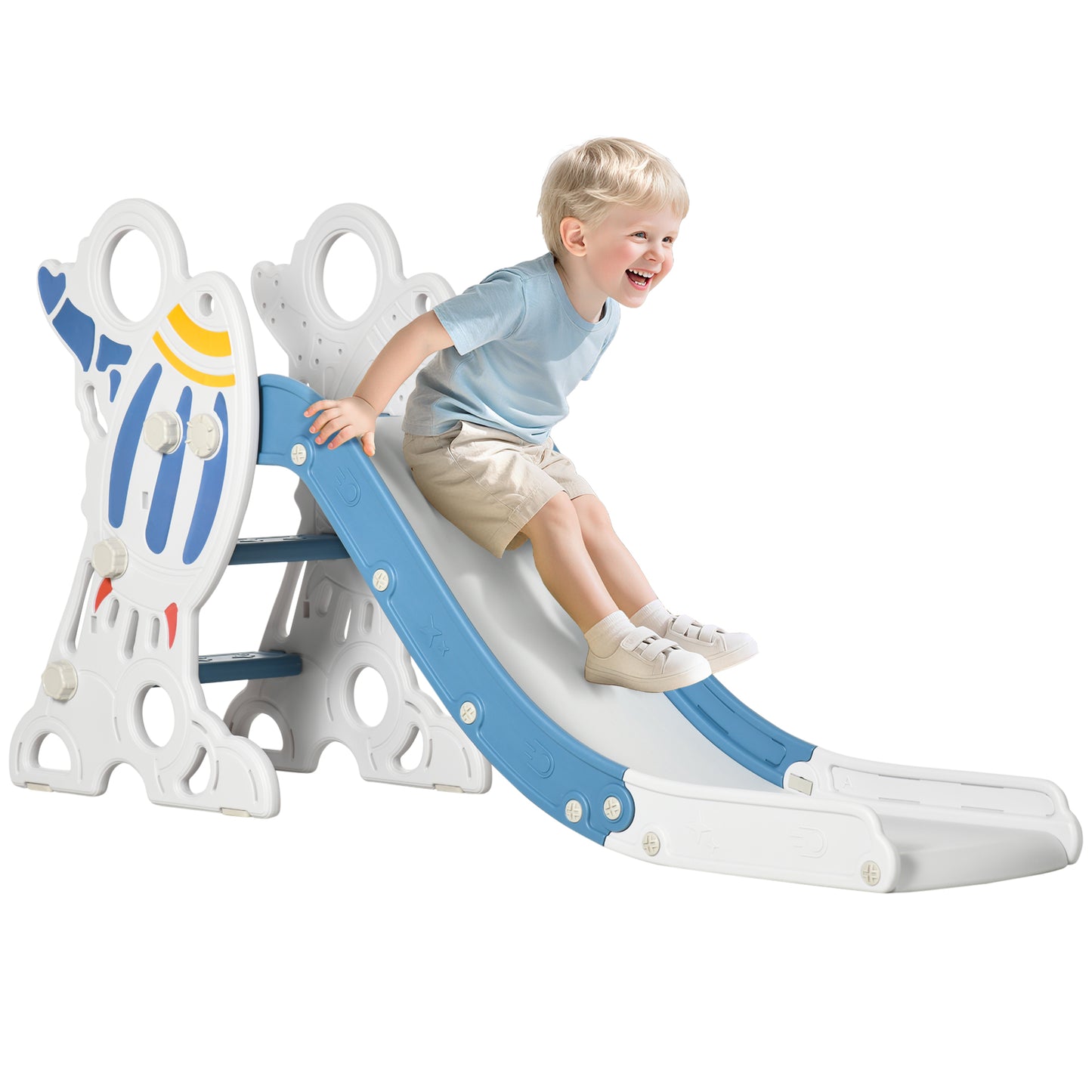 Kids Slide Indoor Freestanding Baby Slide Space Theme for Ages 1.5-3 Years