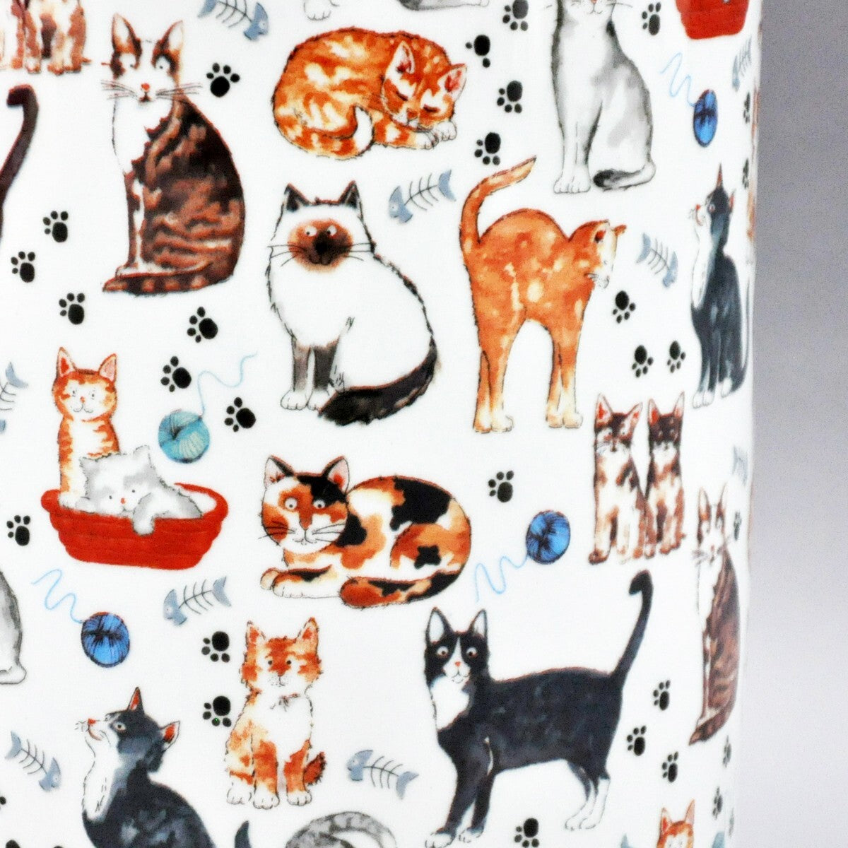 Classic Ceramic Colourful Cat Design Umbrella round Stand for Office, Home Decor