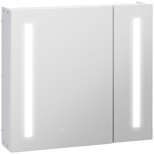 LED Illuminated Bathroom Mirror Cabinet with Lights, Touch Switch, Wall Mounted